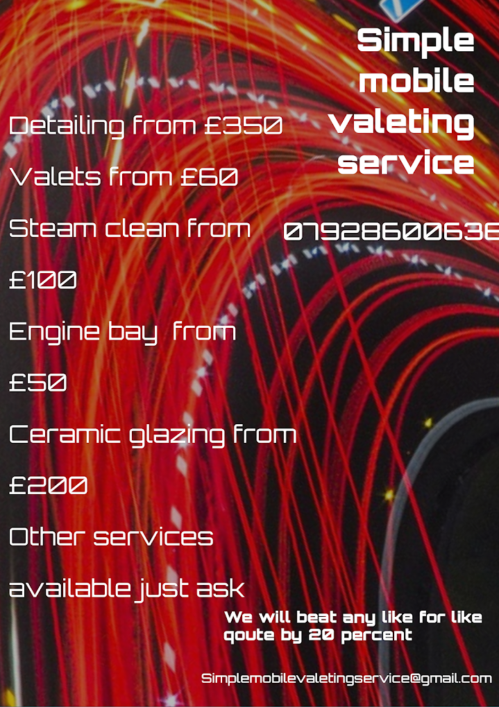 Car valeting. Simple mobile car and commercial valet service